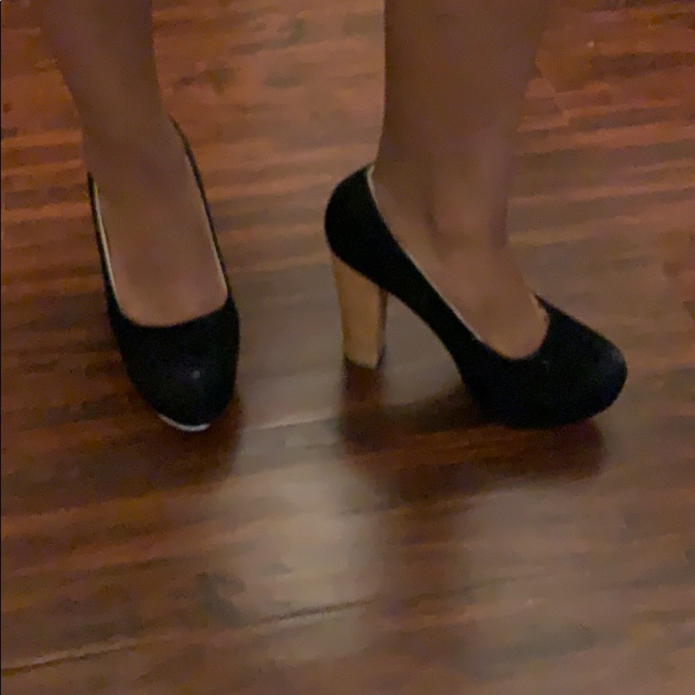Black Velour Comfy Heels